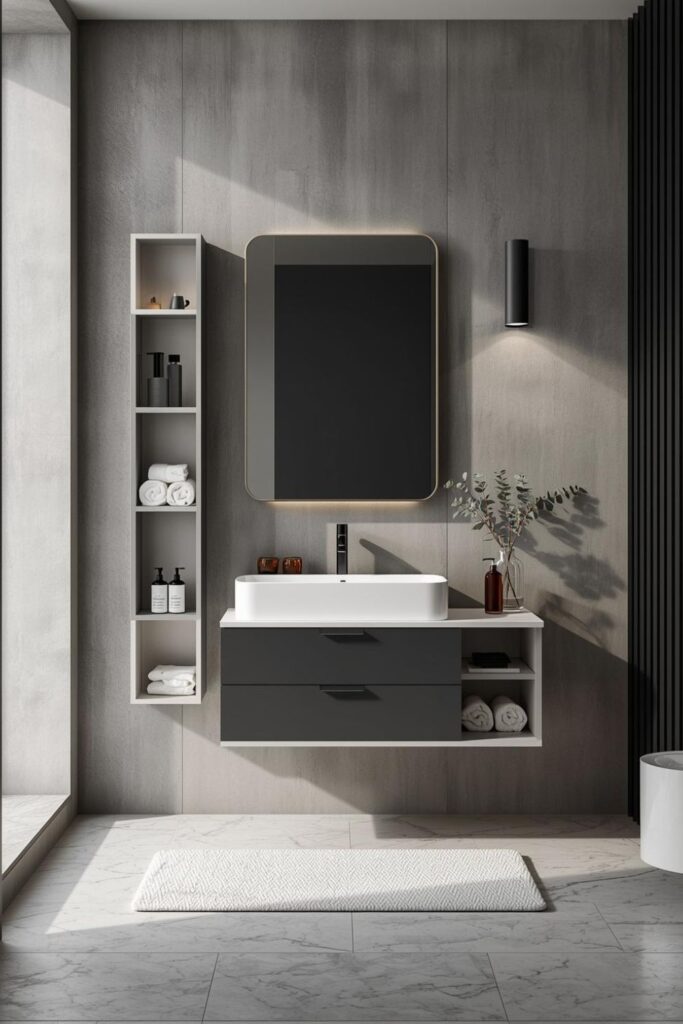 Bathroom Wall Cabinet With Mirror Front And Side Shelves