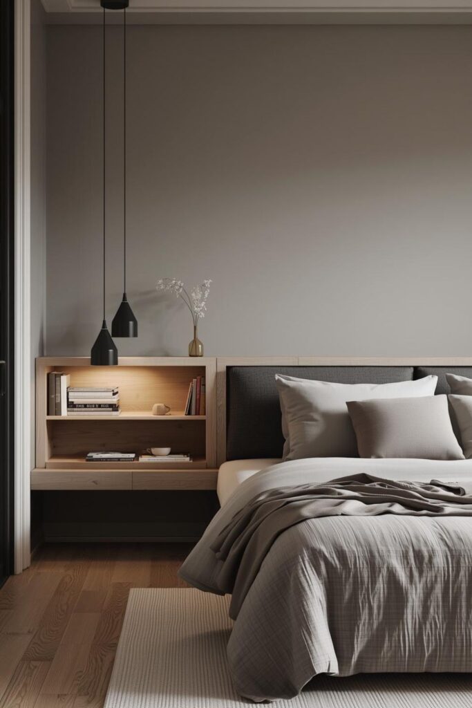 Bedroom Headboard Wall Shelf With Built-In Book Nook