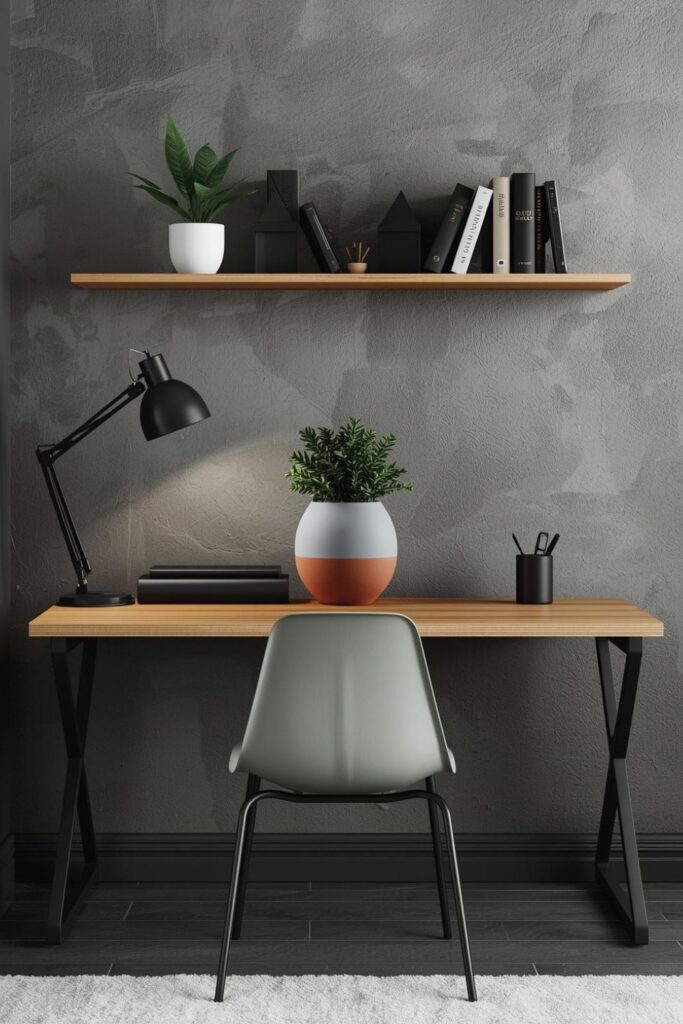 Clay-and-Sage Colour Block Pot for a Minimal Home Office Shelf