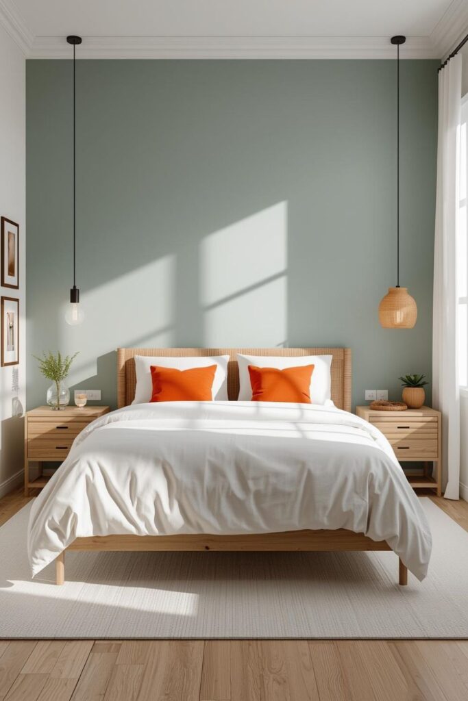 Coastal Pale Teal With Tangerine Pops And Light Oak