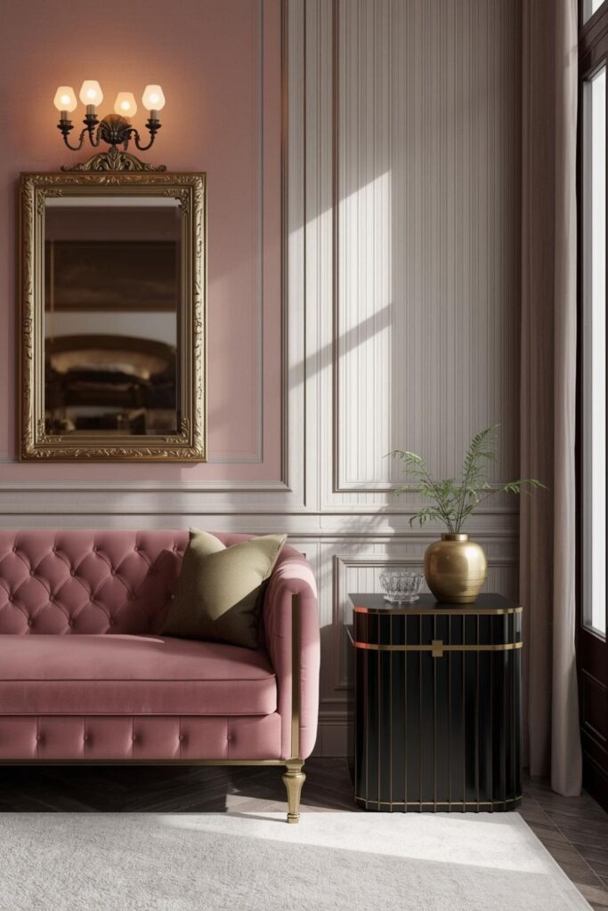 Dusky Pink And Olive With Vintage Mirror Character