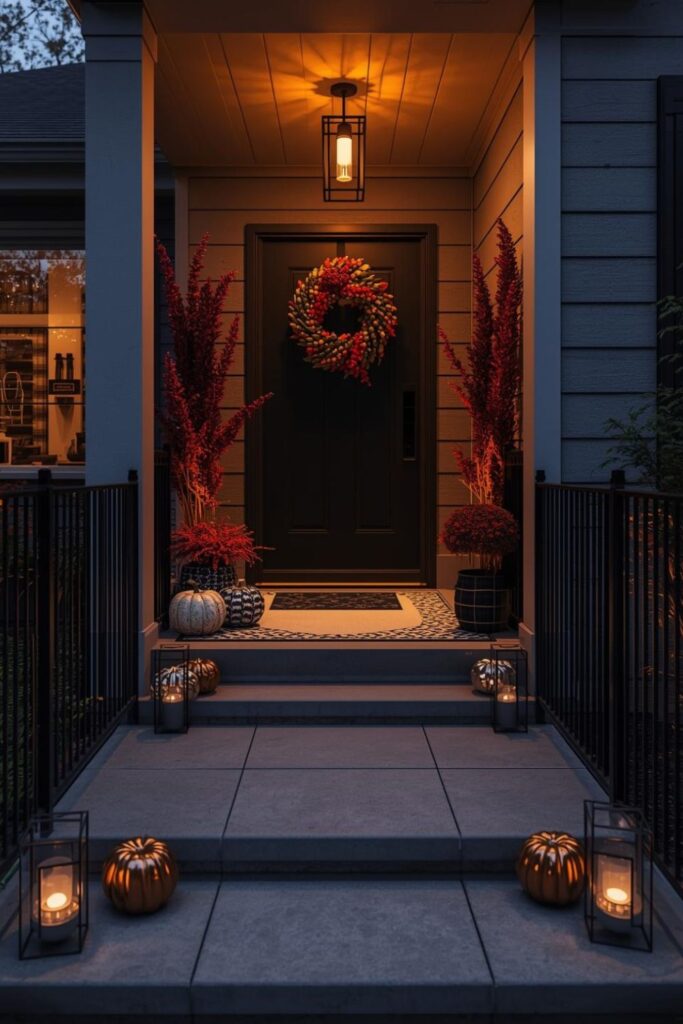 Modern LED String Lights with Pumpkin Pathway Markers