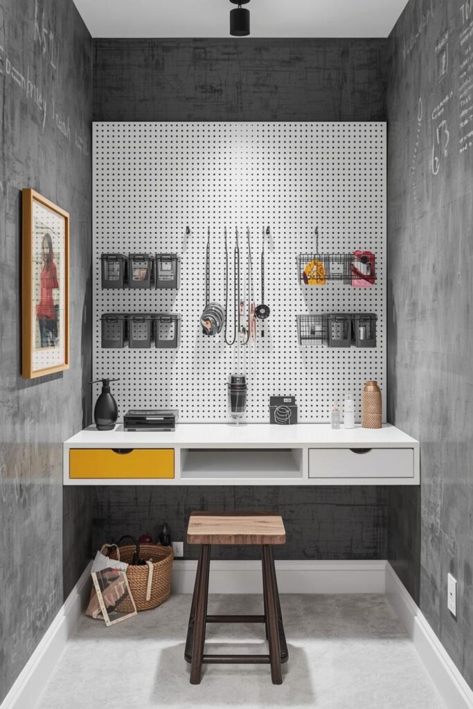 Pegboard Wall for Custom Layouts and Daily Grab Zones