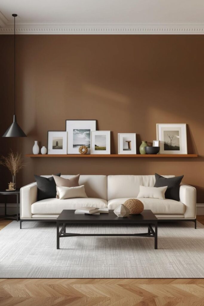 Picture Ledge Wall with Layered Art and Leaning Frames