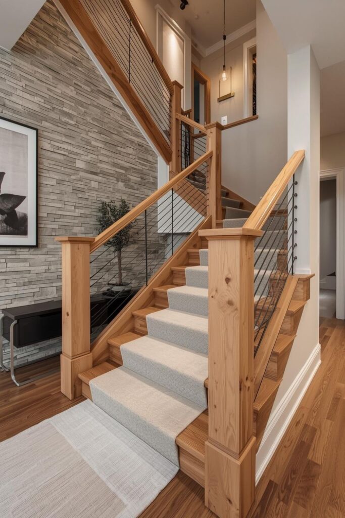 Rift-Sawn White Oak Rail With Black Cable Infill