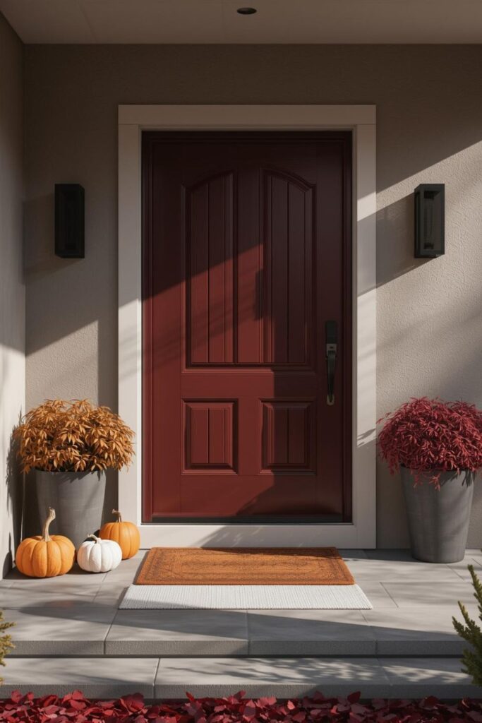 Statement Fall Wreath with Matching Garland Around the Door