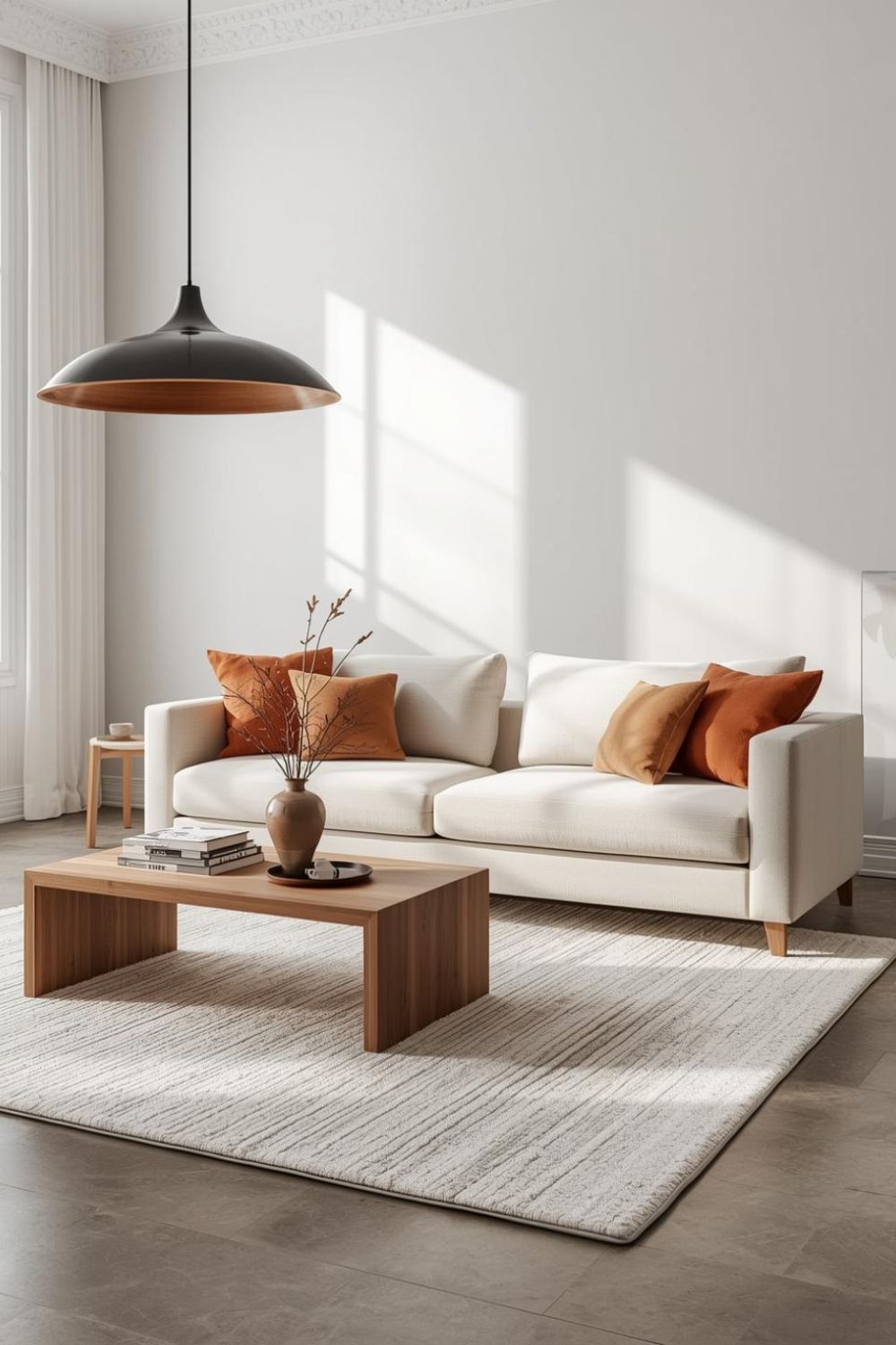 Terracotta Touches with Warm White Walls and Walnut Details