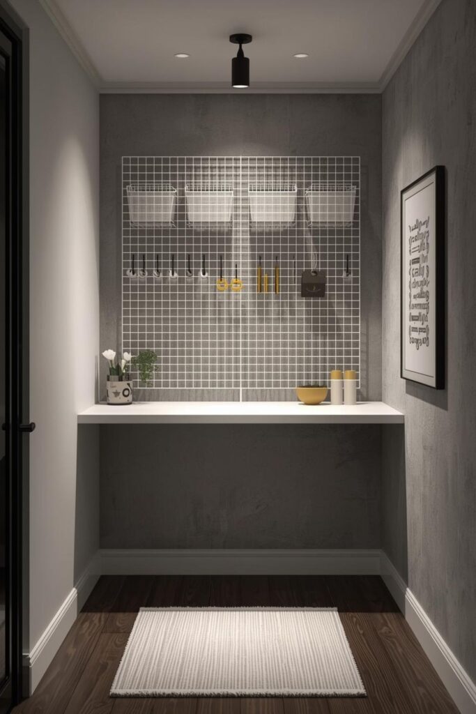 Wall Grid Panel Organizer For Craft Supplies And Charging