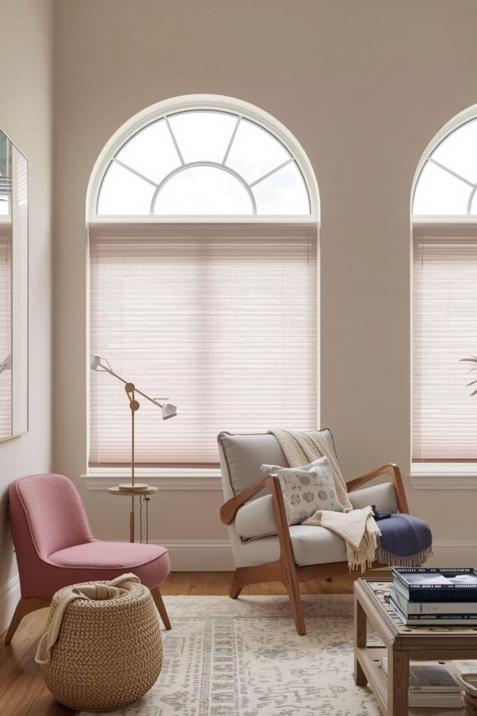 Arched Window Highlight With Simple Inside-Mount Shade