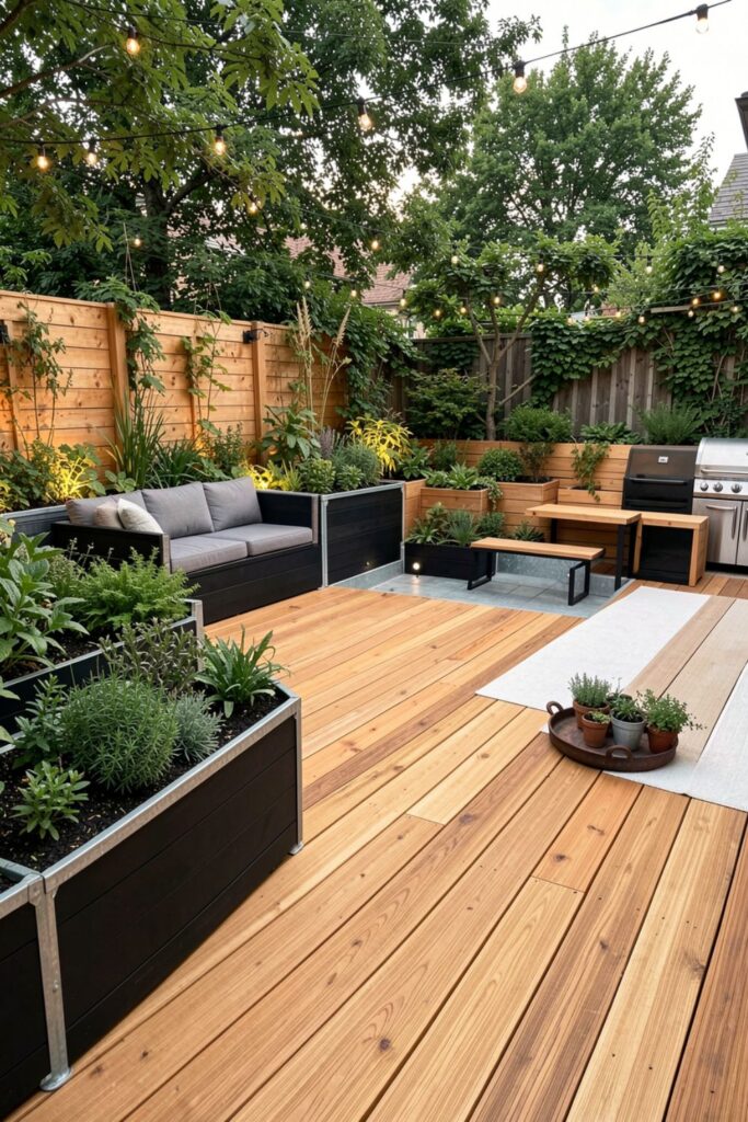 Backyard Garden With Wooden Deck For Everyday Outdoor Living