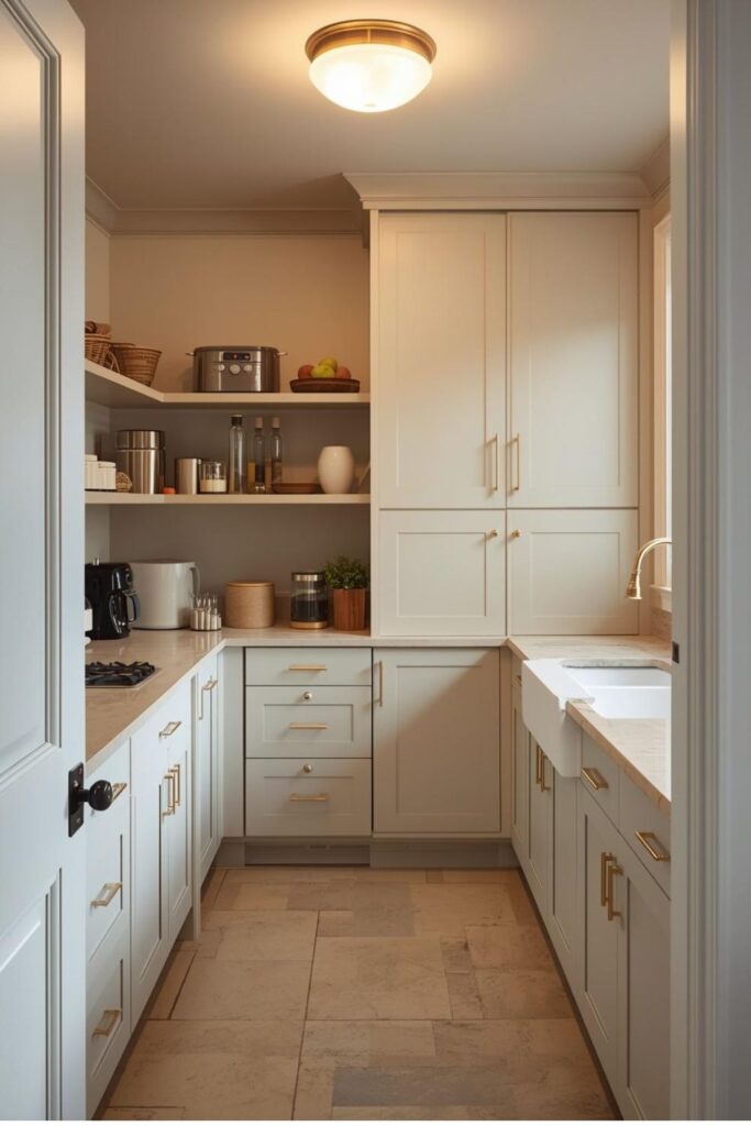  Butler-Style Pantry With Base Cabinets and a Long Countertop