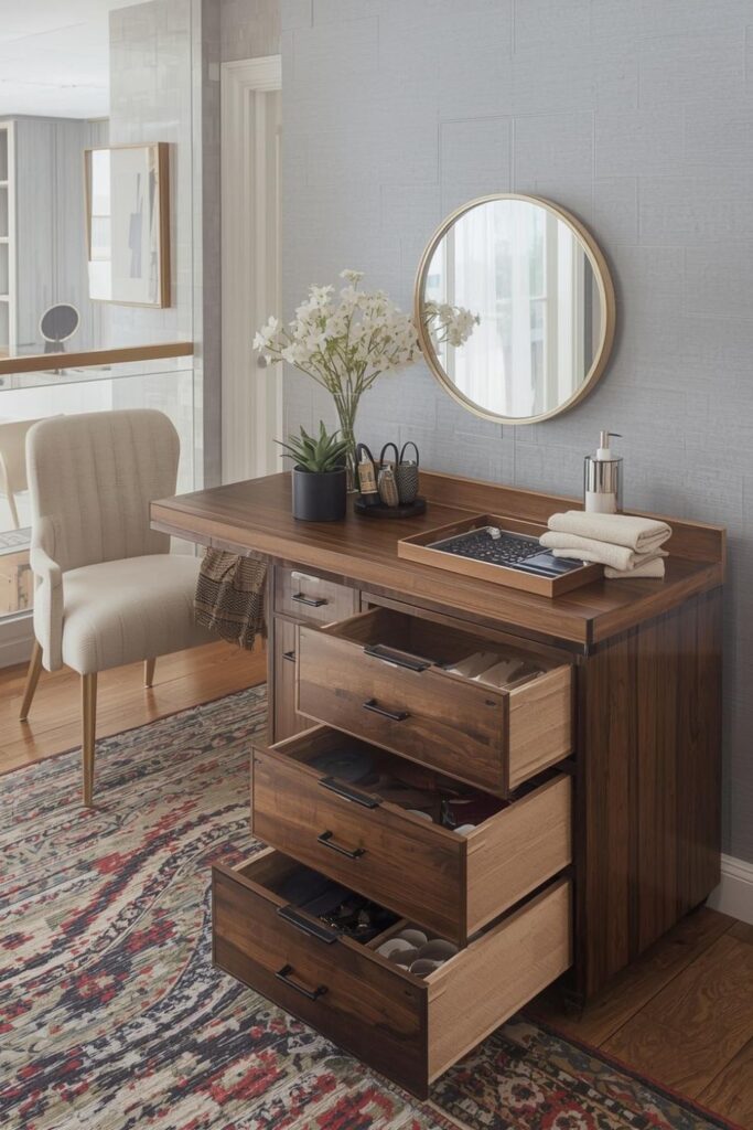 Center Island Dresser with Felt-Lined Watch and Sunglasses Trays