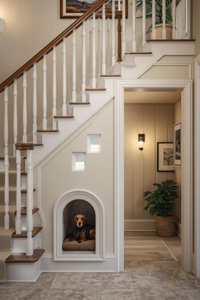 Classic Arched Door Dog House With Trim-Matched Details