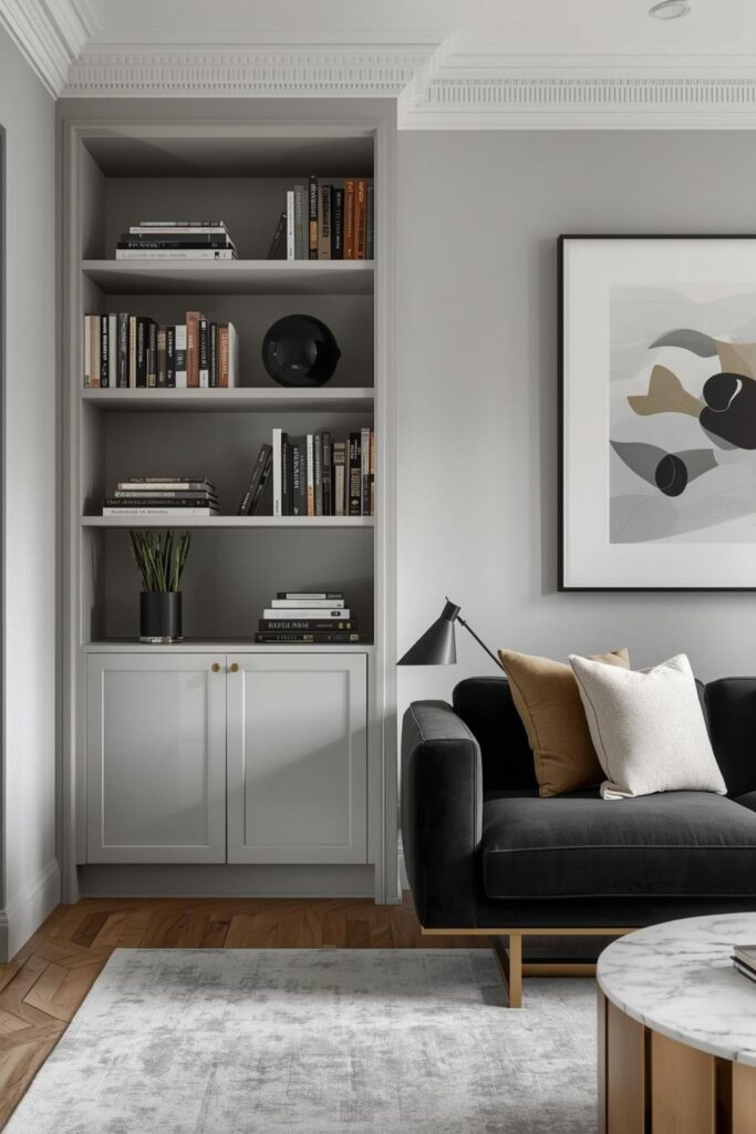 Cool Mist Gray With Marble Accents and Clean Geometry