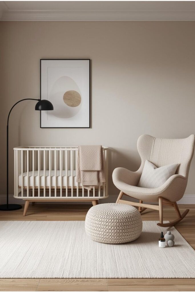 Cream-on-Cream Nursery With Bouclé Chair and Soft Layers