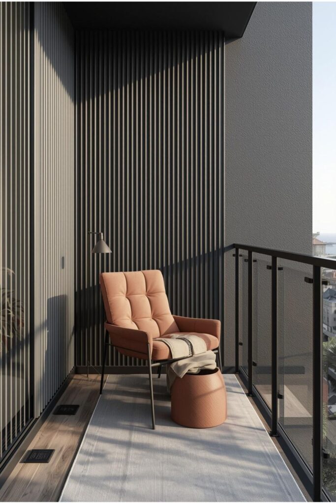 Glass Railing With Slim Black Handrail for Crisp Sunlit Contrast