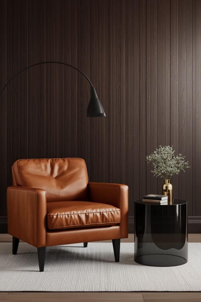 Leather Club Chair Nook With Smoked Glass Side Table