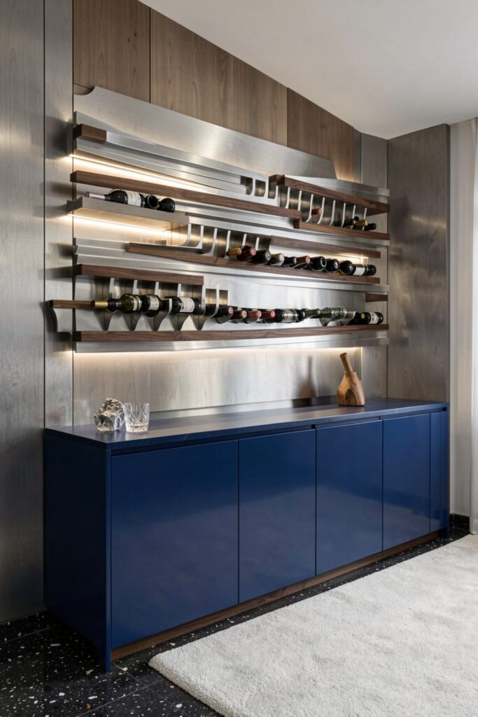 Luxury Home Bar Wine Rack Wall Sculpture With Layered Depth
