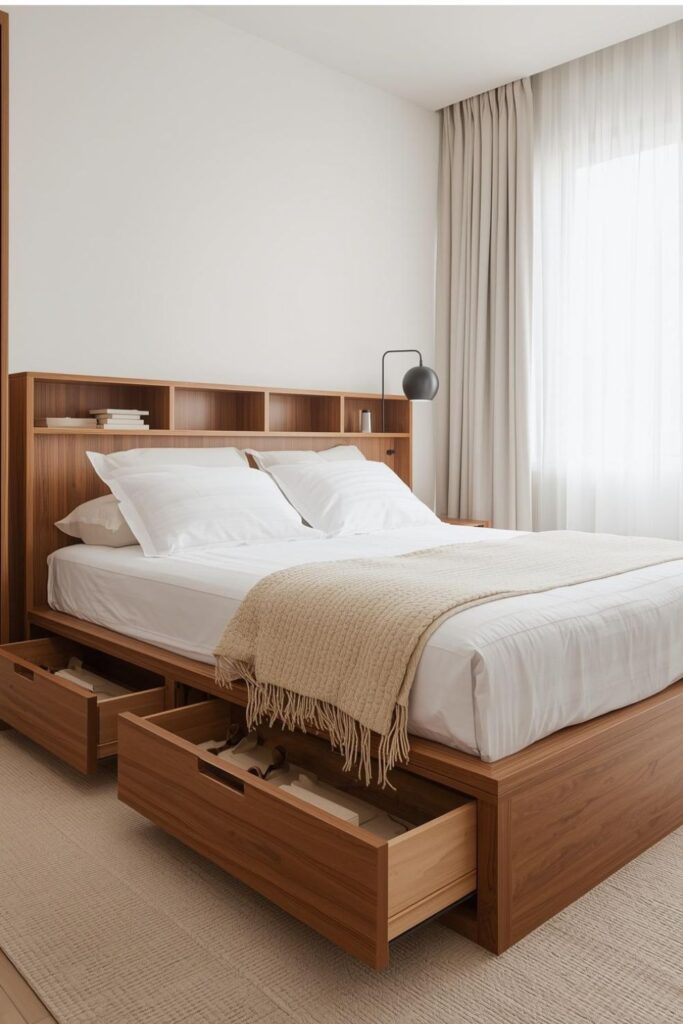 Modern Storage Bed with Built-In Drawers