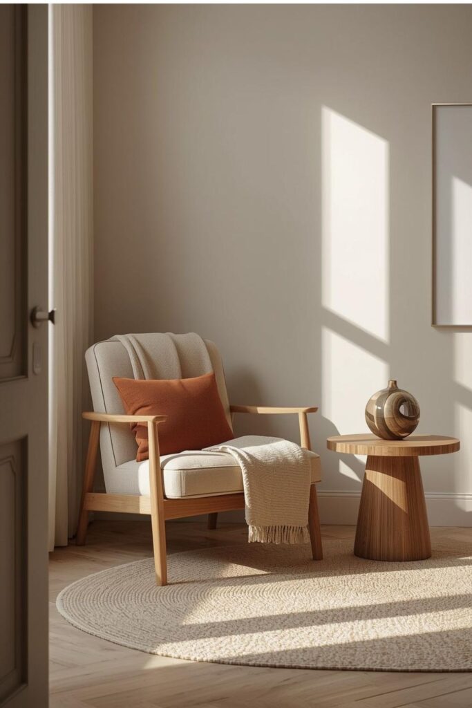 Neutral Modern Reading Nook with Cozy Textures