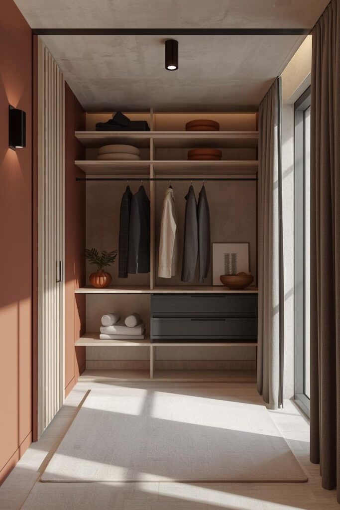 Open Rail Dressing Room with Curtain Front for Soft Privacy
