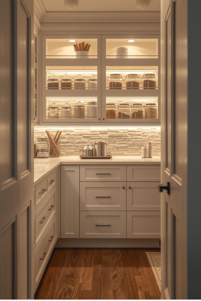 Pantry Cabinets With Integrated Lighting for a Brighter, Cleaner Look