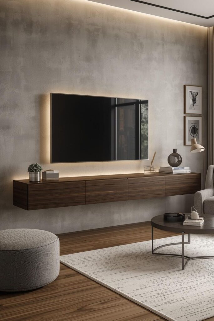 Small Apartment Living Room with Floating Media Console
