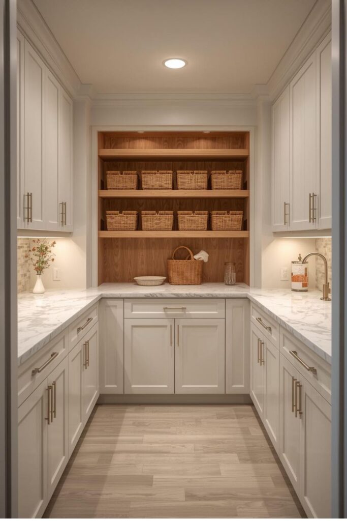 U-Shaped Pantry Cabinets for Maximum Shelving and Smooth Flow