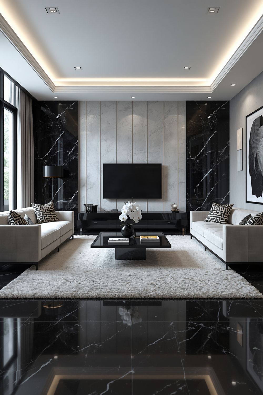 Monochrome Black & White Living Room